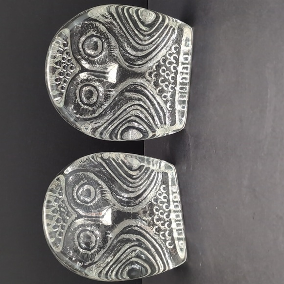 VGT,Clear Art Glass Pilgrim Owl Bookends. - Picture 3 of 8